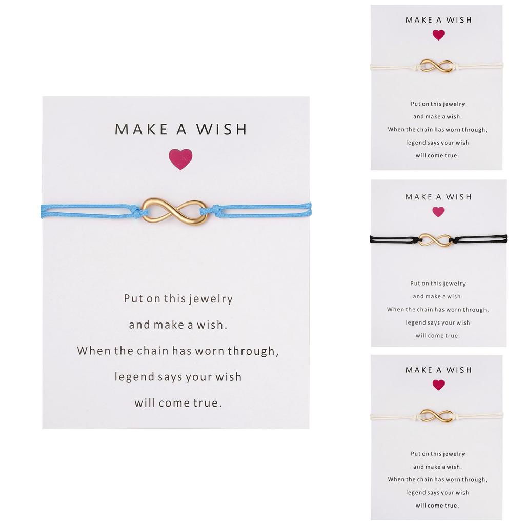 Lucky Hand String Bracelets With Heart Paper Card For Travel Gift
