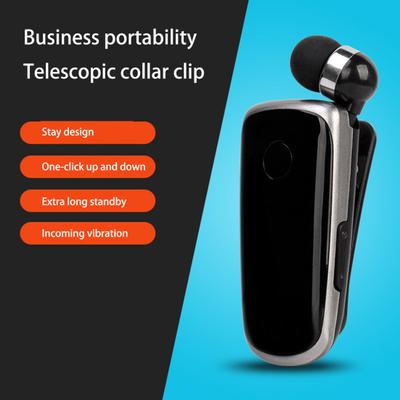 Clip de desgaste, auricular inalámbrico, Cable de tracción, retracción de un toque, Bluetooth, compatible con 5 manos libres, recordatorio de solapa vibratoria