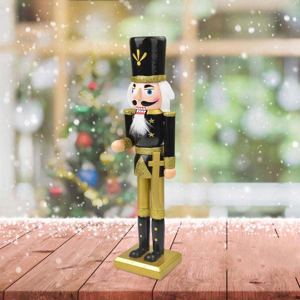 Christmas Nutcracker Hand Painted Doll Wooden King Solider Figurine for Display Party