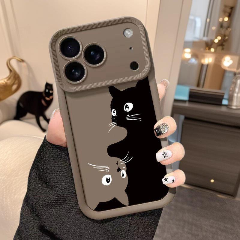 Dual-Color Kitten Phone Case for iPhone 13 to 17 Pro Max - Cute and Stylish Design