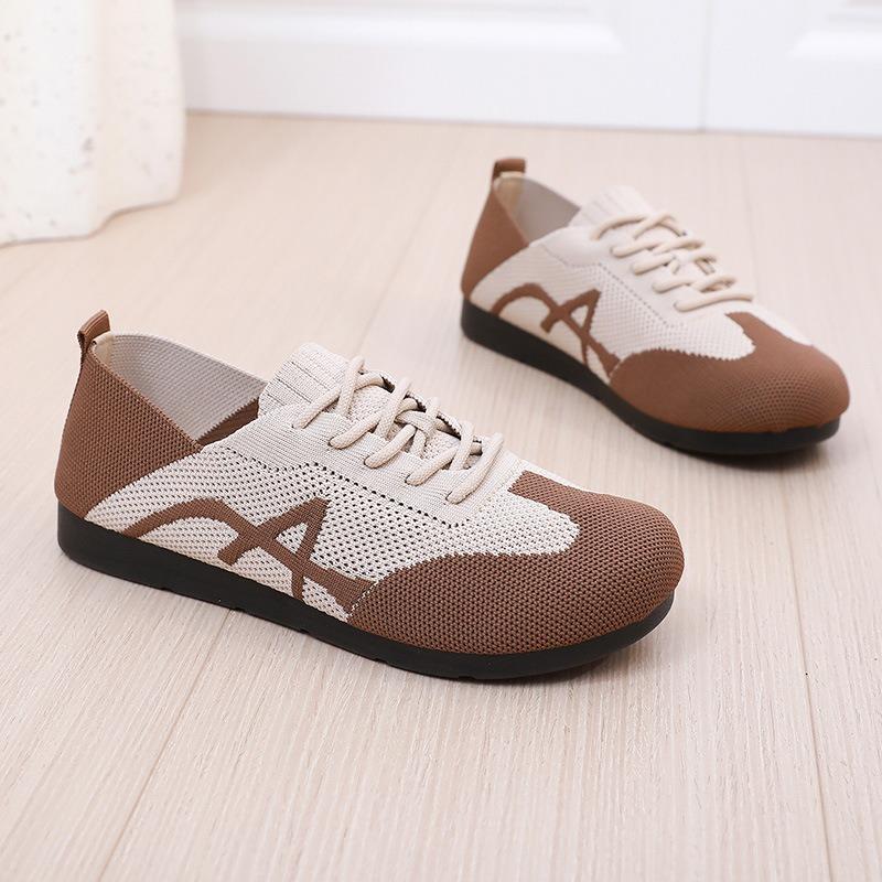 Shoes Women's Spring and Autumn New Retro Breathable One-pedal Color Matching Lace-up Versatile Women's Sneakers