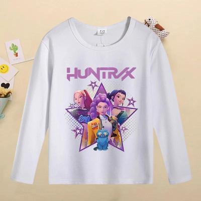 Kinder Langarm-T-Shirt Cartoon-Print Mode Baumwolle Oberteil Lässig Bequem T-Shirt Mädchen Kinder