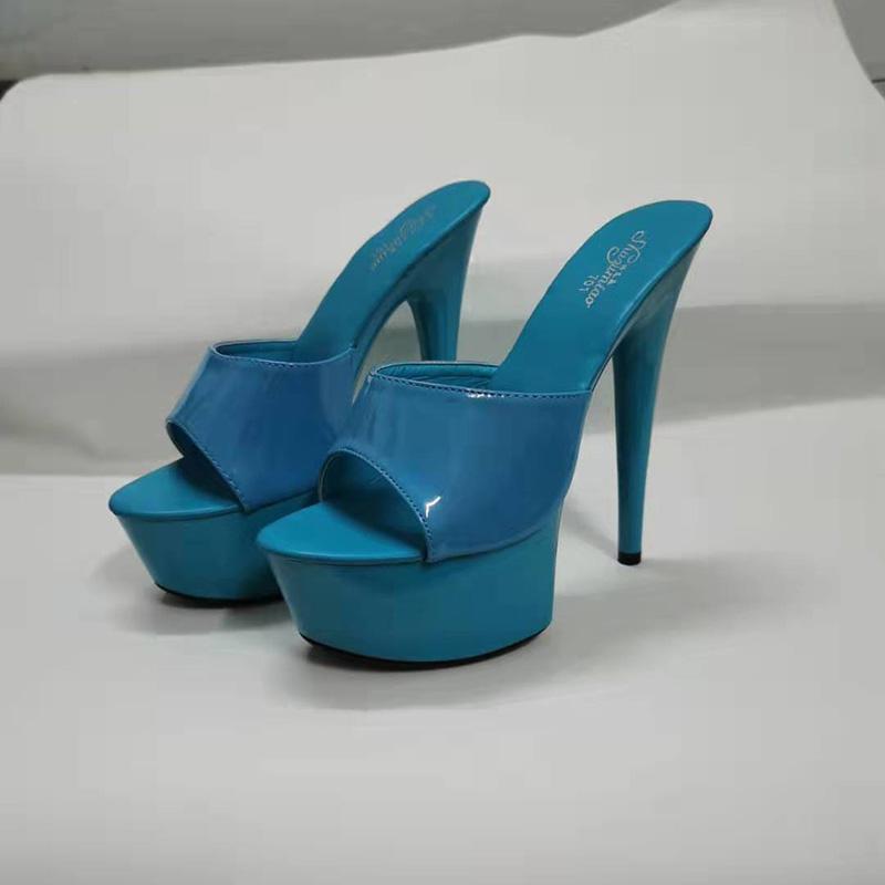 Platformă Piele Subțire Tocuri Înalte Sexy Negru Platformă Sandale Ultra-înalte Femei