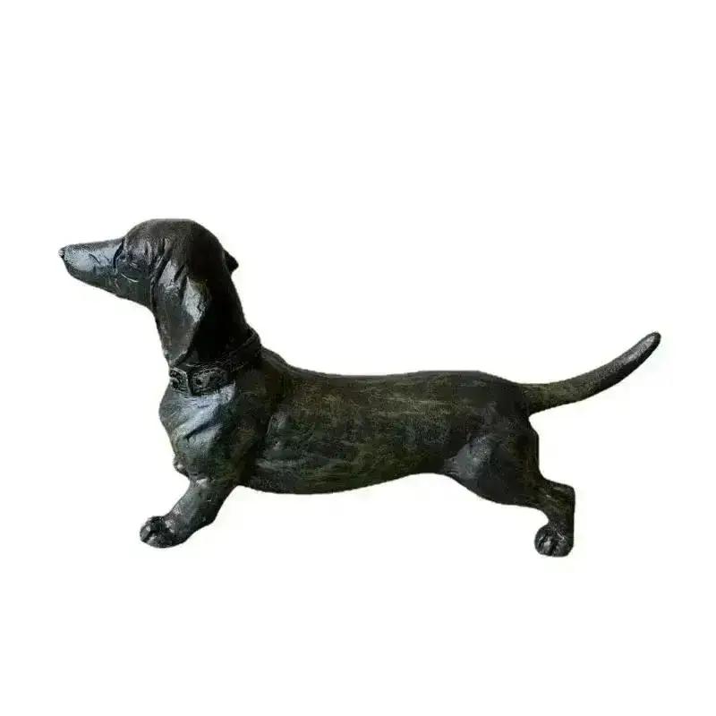 Handwerk Dekoration Gartenskulptur Figuren Hund Harz Dackel Tier Haustier Spielzeug Figur Schwarz Ornament Tiere Statue