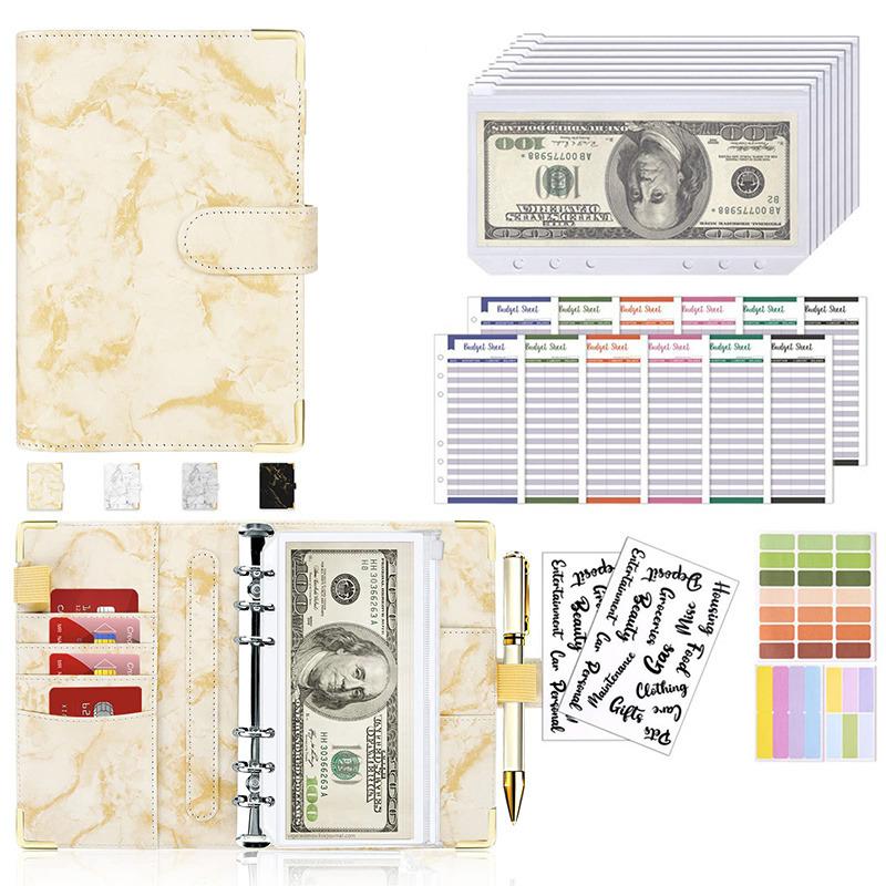 Portable A6 Cash Envelope Budget Notebook With 6 Holes Loose Leaf Binder For Saving Money Financial Management Planner