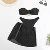 Neuer grenzüberschreitender Badeanzug Einfarbig Metallschließe Dreiteilig Damen Split Bikini Set Badeanzug