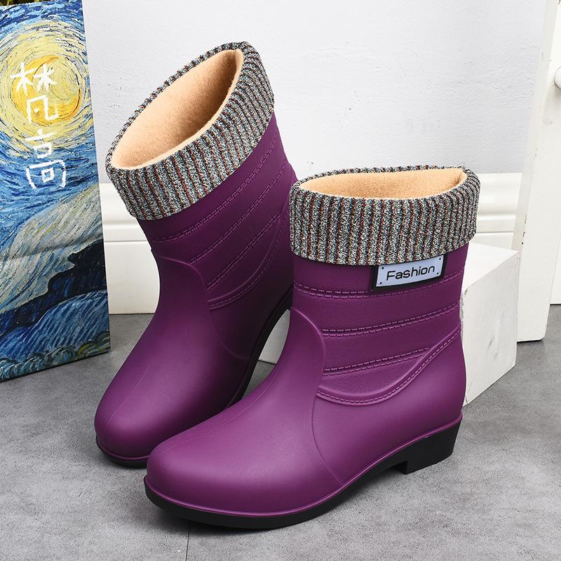 2 New Rain Shoes Women's Adult Water Shoes Rain Boots Short Tube Medium and High Tube Women's Fashion Non-slip Four-season Rubber Shoes Waterproof