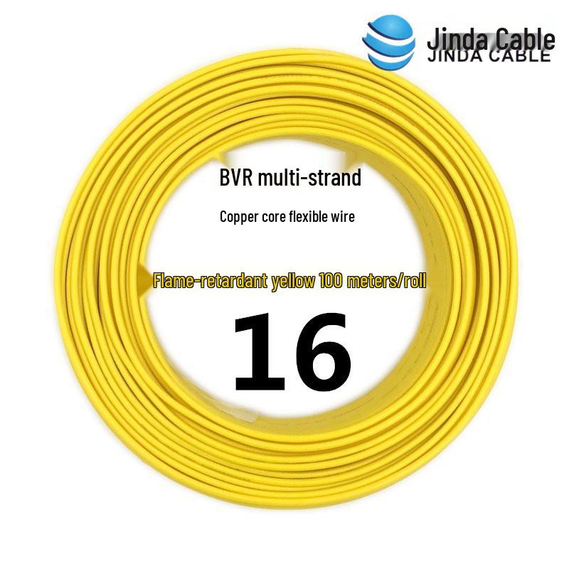 Jinda BVR Flame Retardant Single Core Multi-Strand Copper Wire 10/16/25mm² - Home & Industrial Use.