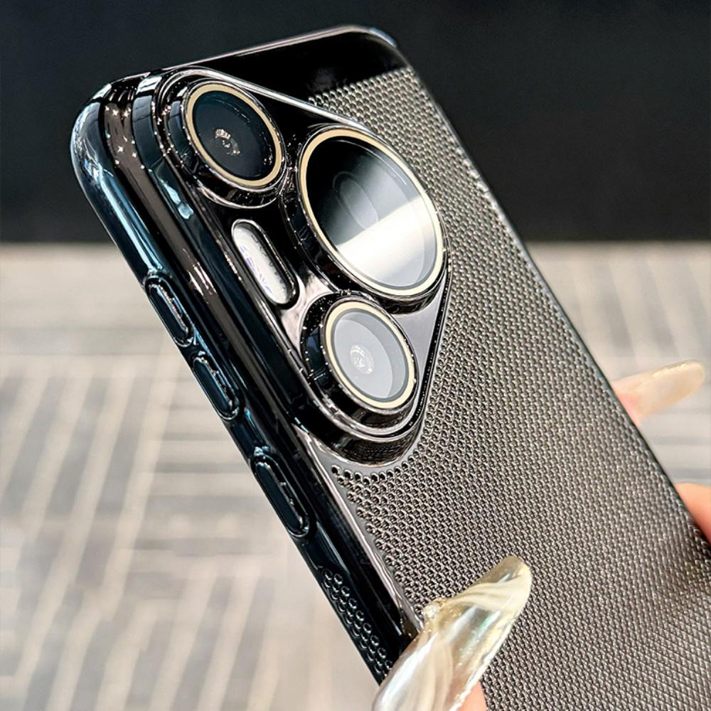 Luxury Electroplating Glossy Armor Case For Huawei Pura 80 P80 P70 P60 P50 Pura70 Pro Plus Ultra Cooling Mesh Breathable Cover