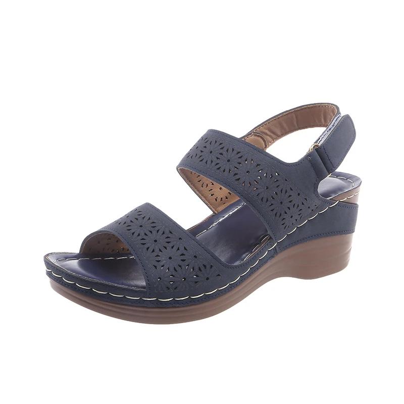 Fashion 2024 Hot Sale Shoes Female Open Toe Women's Sandals Summer Rome Hollow Solid Casual Beach Platform Wedge Large Size Sandals