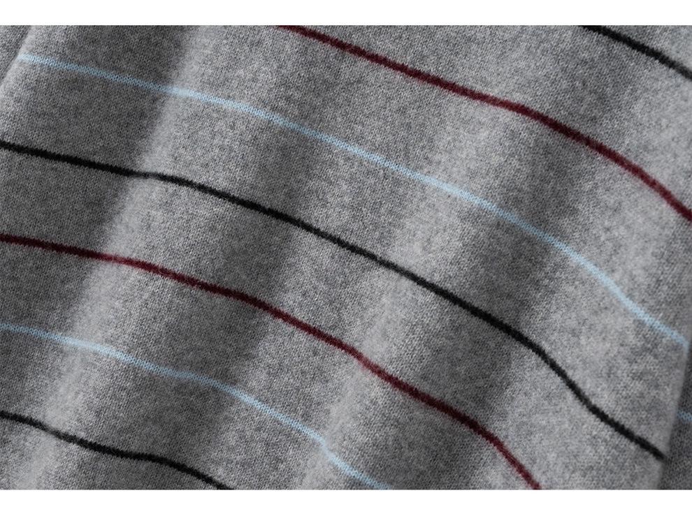 Women's Pure Cashmere Stripe Sweater - Autumn/Winter Loose Fit, Round Neck, Long Sleeve Pullover Jumper