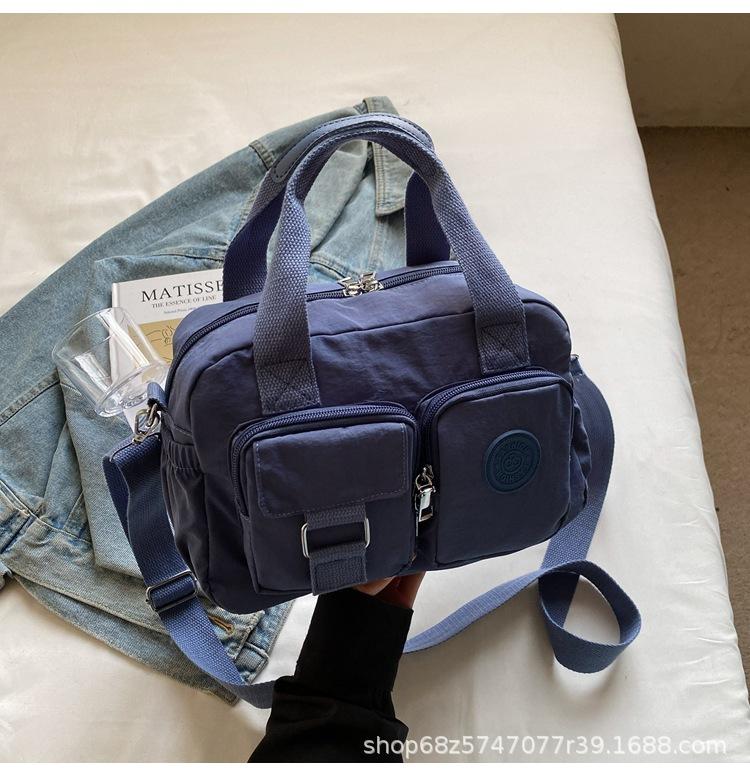 Korean Version of Casual Portable Small Square Bag Women's New Versatile Fashion Shoulder Messenger Bag Nylon Cloth Multi-pocket Pillow Bag