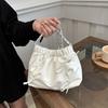 Niche pleated design handbag women's spring and summer new simple versatile bucket bag fashion chain messenger bag