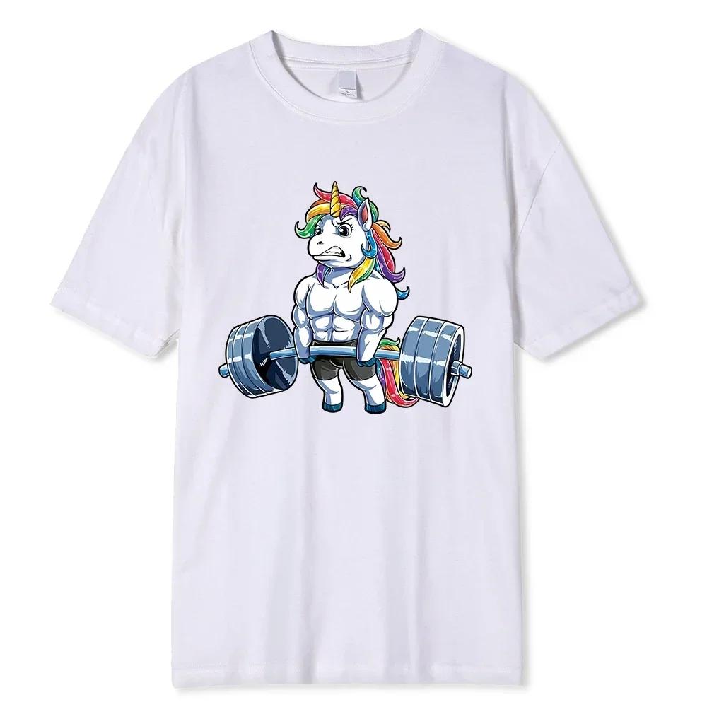 Men's Unicorn Funny T-shirt Casual Short Sleeve Crew Neck Shirt, Fitness Sports Oversized T-shirt Graphic T Shirts Men Clothing