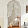 Leaf Embroidered White Sheer Curtains Rod Voile Drapes for Bedroom and Living Room for Privacy Protections Decors