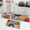 2 alfombras de cocina con estampado floral de colores vibrantes, resistentes al desgaste, antideslizantes, fáciles de limpiar, antiincrustantes