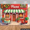 2D červená kulisa pizzerie, nástěnná dekorace s tématem italského jídla pro domácnost