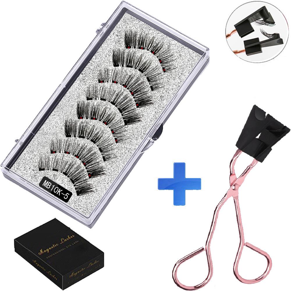 Two Pairs of Magnetic False Eyelashes with Curler - No Glue Needed, European & American Thick Style.