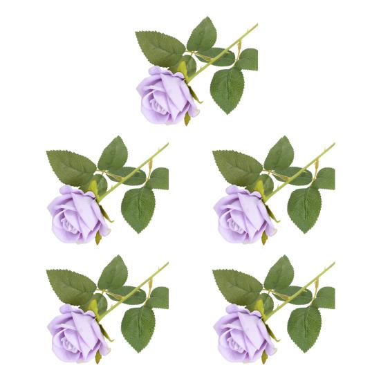 5 Pcs Artificial Red Roses Simulated Flowers with Bendable Stems Realistic