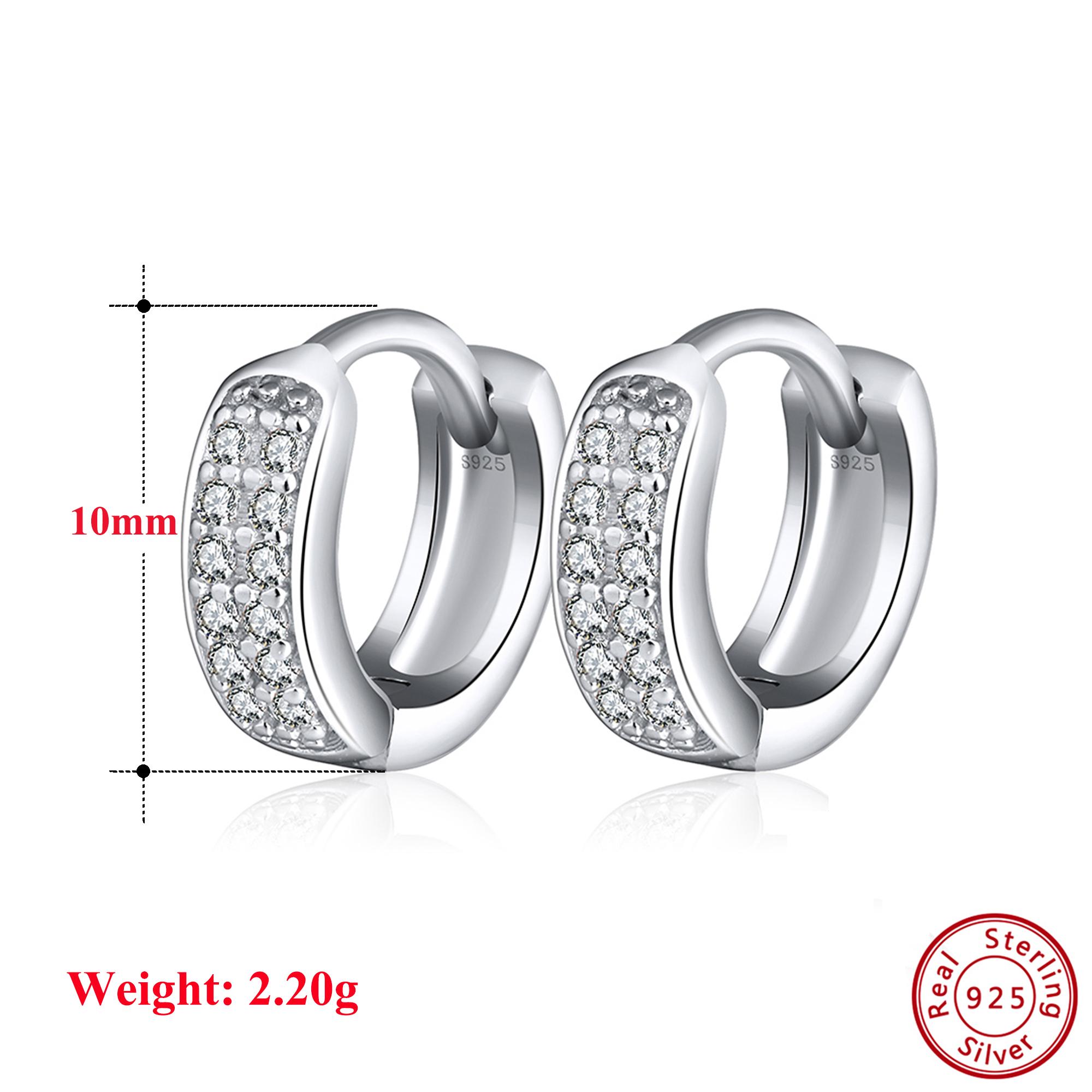 

Effie Queen Exquisite Zircon Circle Hoop Earrings Gift 925 Sterling Silver Dainty Shiny CZ Earring Rhodium Plated Jewelry SE102
