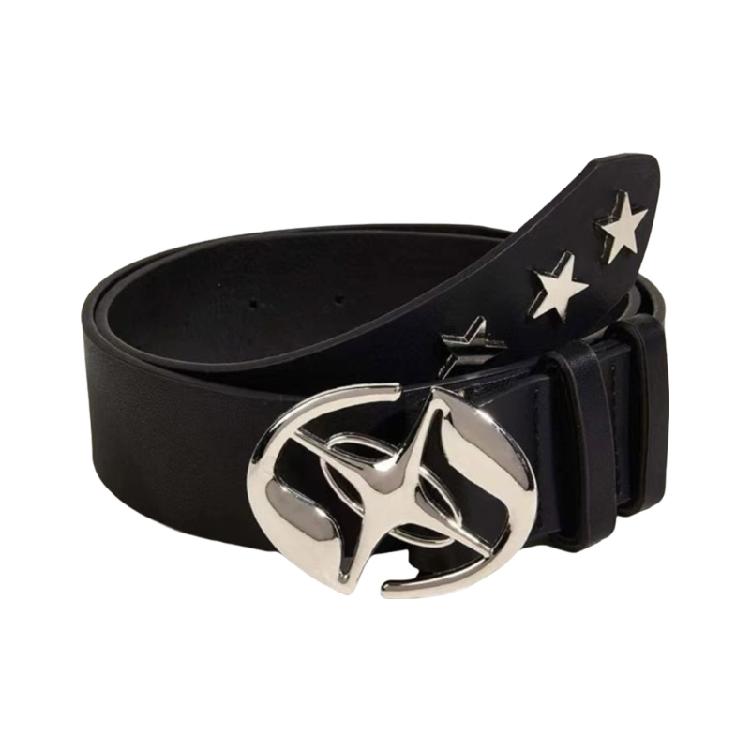 Vintage PU Belt for Women Star Buckle Belt 2000s Waistband Aesthetic Waist Belt for Teens Girl Jeans Shorts Dress Belt