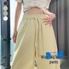 2026 Women's Pleated Ruffle Lace Hem Lantern Pants: Silk Cotton, Tapered Leg, Light and Casual for Spring/Summer