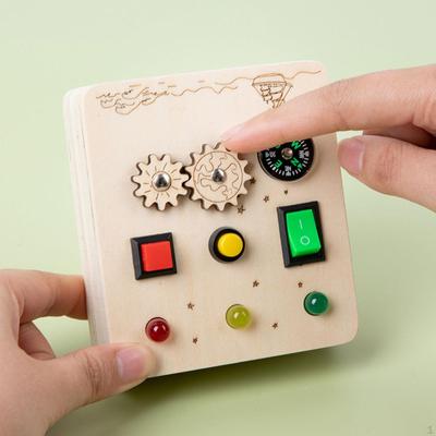 Busy Board for Toddlers, Teaching Aids, with Light Switch Buttons, Wooden Educational Sensory