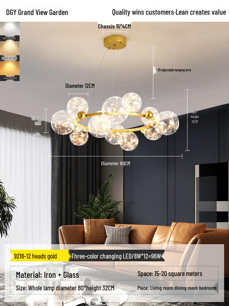 Nordic Modern Minimalist Luxury Starlight Chandelier for Living Room, Dining Room & Bedroom - Model 021L