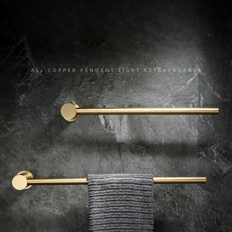 Fashionable All Copper Towel Rack Wall Mounted Towel Pole Bathroom Black Slipper Holder Hand Towel Bar Bathroom Accessories