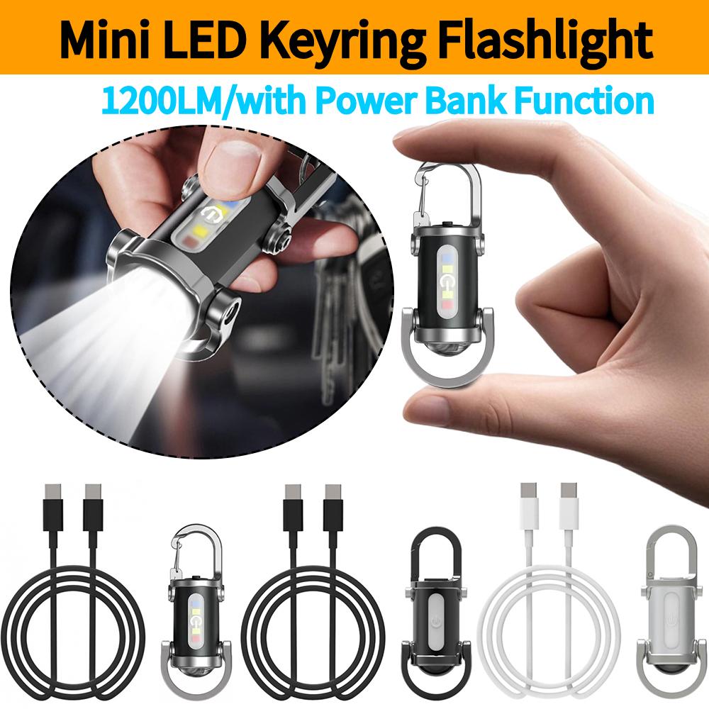 1200LM Super Bright Mini Keyring Torch LED Rechargeable Waterproof Mini LED Torch for Outdoor Camping