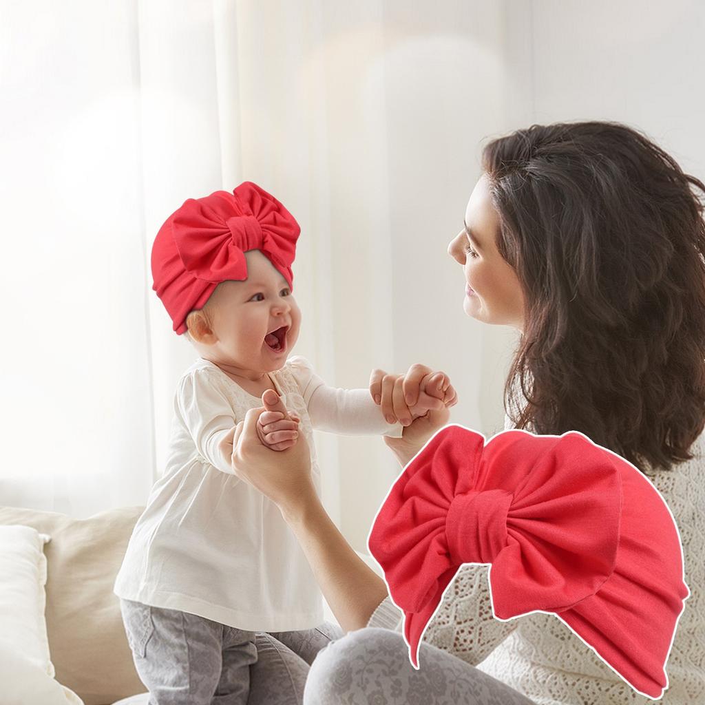European And American Children's Solid Color Hat, Baby Bow Headband Cap, Newborn Solid Color Fetal Cap, Multi-color
