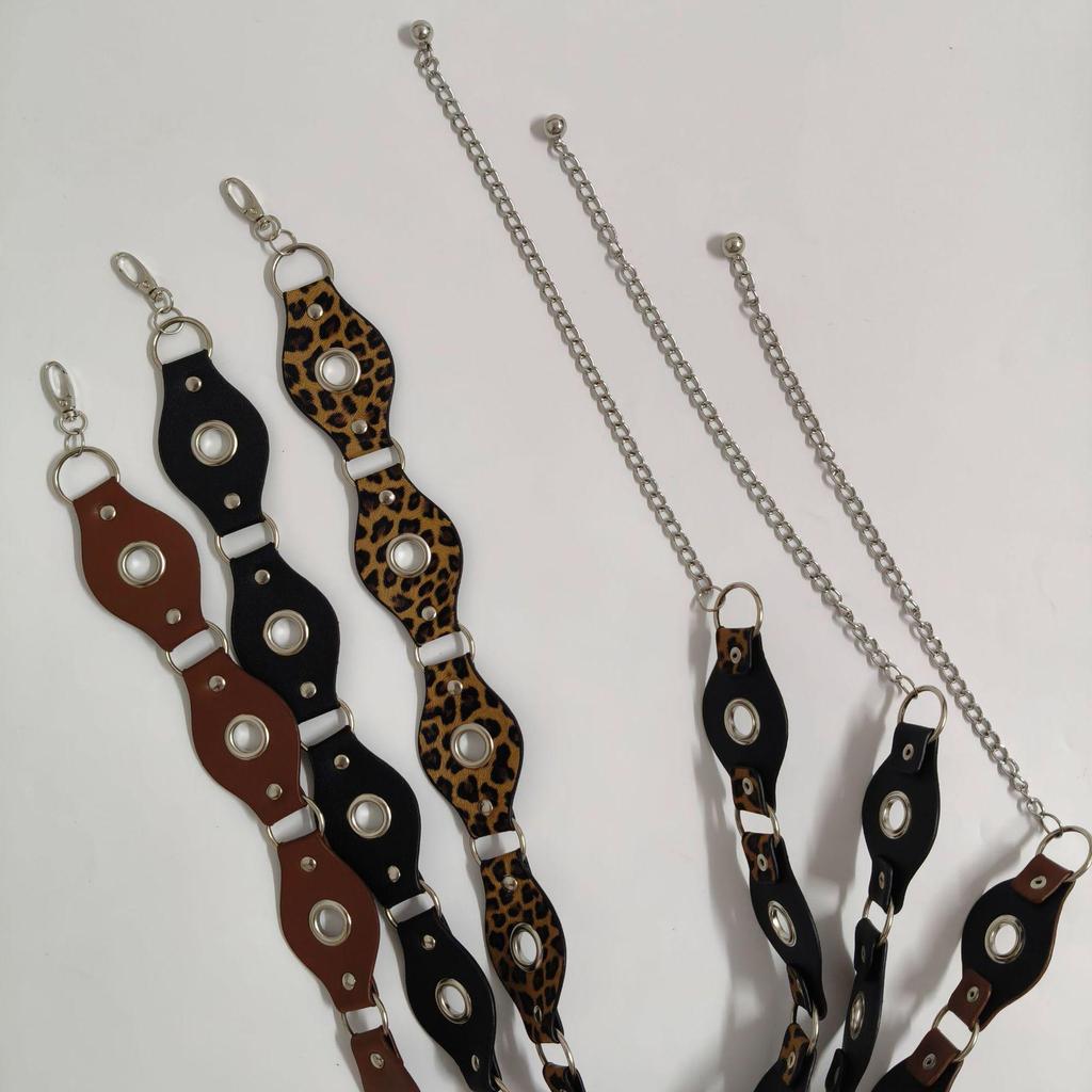 Women's Retro Western Cowboy Style Rivet Belt with Vintage Metal Buckle - Coffee.