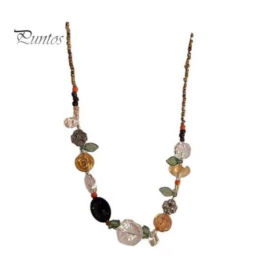 

Ожерелье ручной работы из бисера, смоляные цветы, растения, бусины, чокер для девочек-подростков, женщин, подруг, свадебных невест A