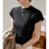 Neues Sommer Damen reiner Baumwolle Kurzarm T-Shirt Hohe Taille Rundhalsausschnitt Raglan Top Lässiges Kurzes Hemd