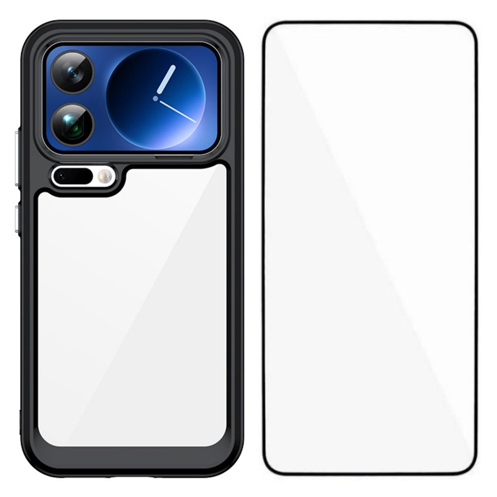 For Xiaomi 17 Pro Max Phone Case WANLONFENG XC Series TPU Acrylic Cover with Tempered Glass (Big Lens Hole)