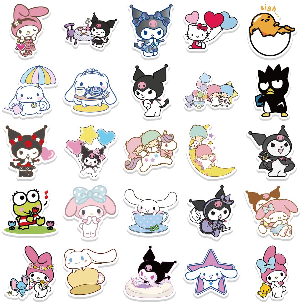 50/100pcs Sanrio Series Kuromi Hello Kitty Cinnamoroll Stickers Cute Multi-purpose Waterproof Decorative Refrigerator Computer