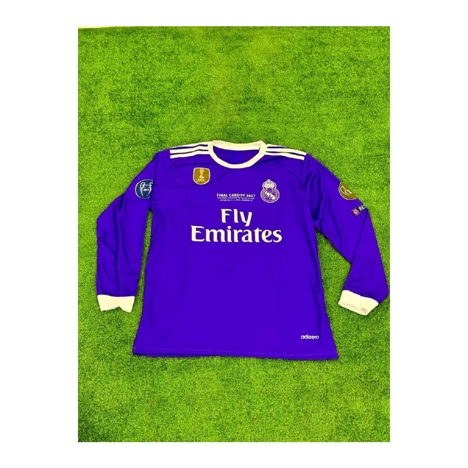 

Роналду Реалмадрид 2017 Кардифф Фиолетовая футбольная рубашка с длинным рукавом