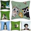 Cartoon luo xiaohei cat Pillow Covers Cartoon Sofa Decorative Home Double-sided Printing Short Plush Cute Cushion Cover