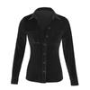 Women's Winter Fashion Velvet Long Sleeve Button Pocket Casual Shirt Top