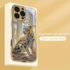Fashion Leopard Print Gold Metallic Paint Glass Phone Case For iPhone 17 16 15 14 13 12 11 Pro Max 16 15 Plus 17 Air 16E Cover
