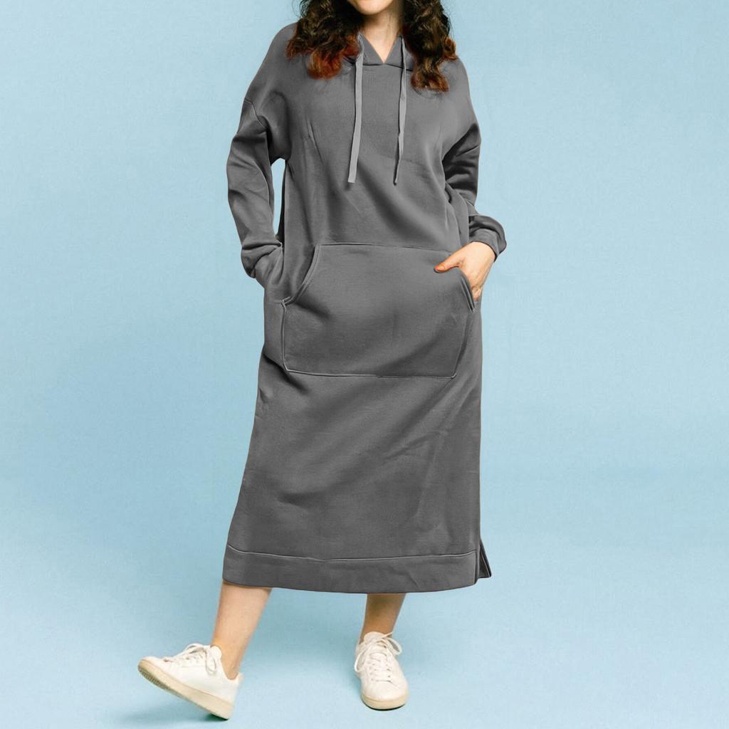 Women's Fashion Casual Plus Size Long Sleeve Solid Hoodie