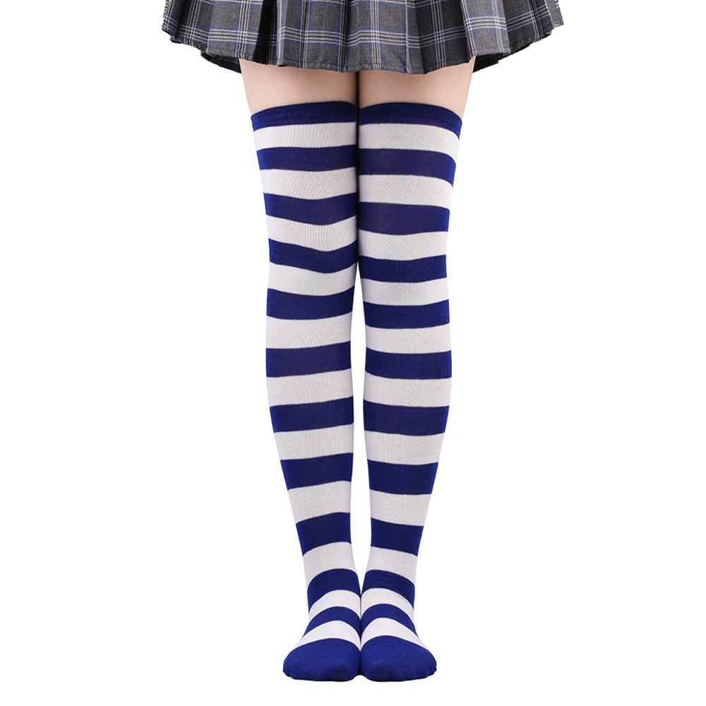 Women's Zebra Striped Thigh-High Socks: Japanese & Korean Style Over-the-Knee Halloween Cosplay Performance.