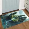 Vintage Wrecked Vehicle and Magical Landscape Pattern Door Mat 3D Visual Effect with Airplane Bus and Giant Hand Designs