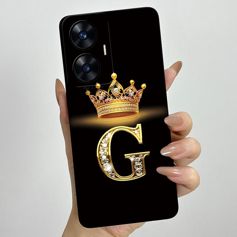 For Realme C55 RMX3710 Luxury Crown Letters Cover Soft Silicone Phone Case For Realme Narzo N55 C 55 RealmeC55 NarzoN55 Bumper