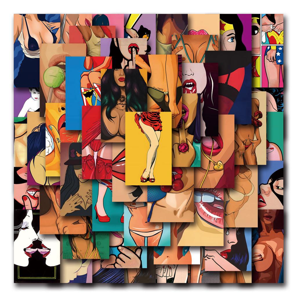 50 European and American Sexy Beauties Graffiti Stickers Decorative Scooter Water Cup Helmet Waterproof Stickers