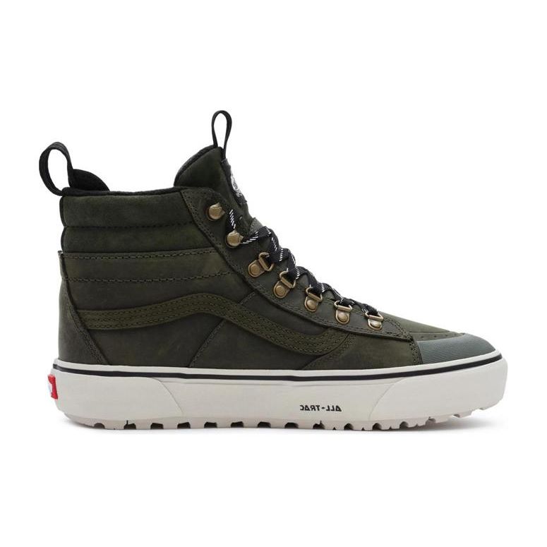 Vans Sk8 Round Toe Lace-Up High-Top Skate Shoes Unisex Skate Shoes Dark-Green VN0009QMOLV