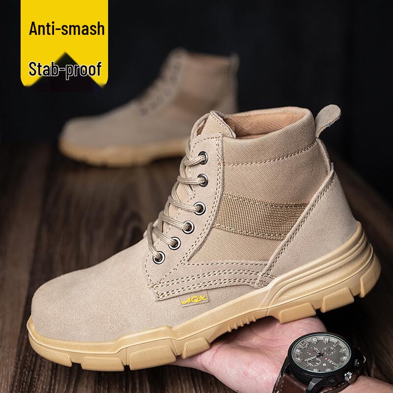 Fu Cheng Men s High-Top Suede Steel Toe Safety Work Shoes 297 EU 38