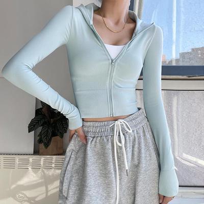 Dámská sportovní bunda Slim Fit - Krátký top na zip pro jarní/podzimní běh, fitness a jógu