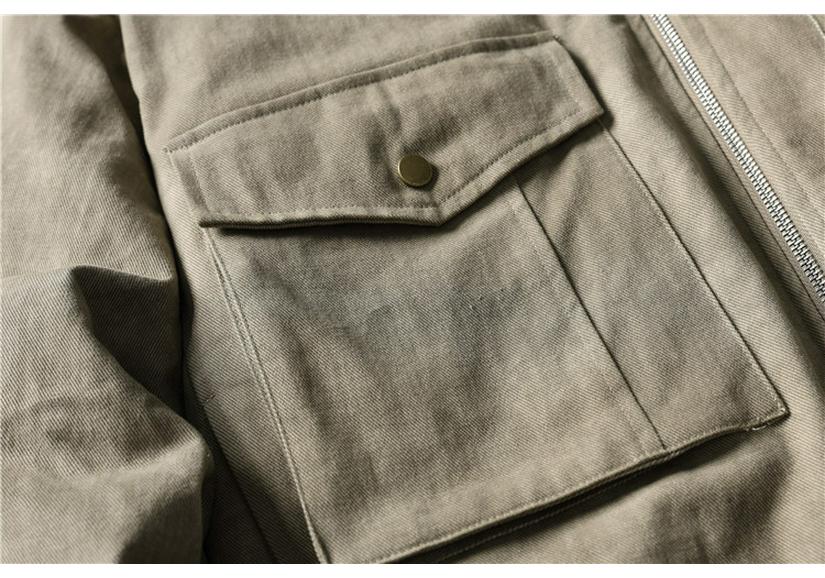 QIYOU Winter 2025 American Retro Stand Collar Cotton Jacket with Large Pockets
