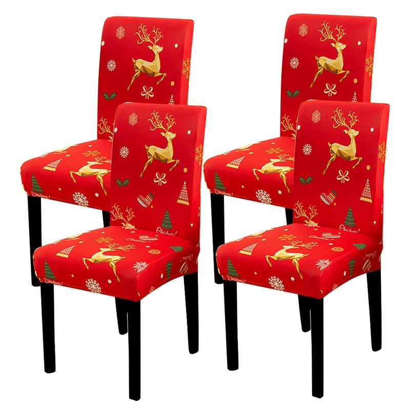 34 Color Christmas Chair Covers Dining Room Stretch Seat Protector Chair Covers for Kitchen Office Hotel Banquet Ceremony Party 2/4/6 Pieces